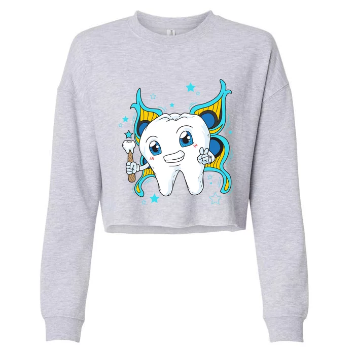 Cute Tooth Fairy Dental Assistant Dentist Gift Cropped Pullover Crew