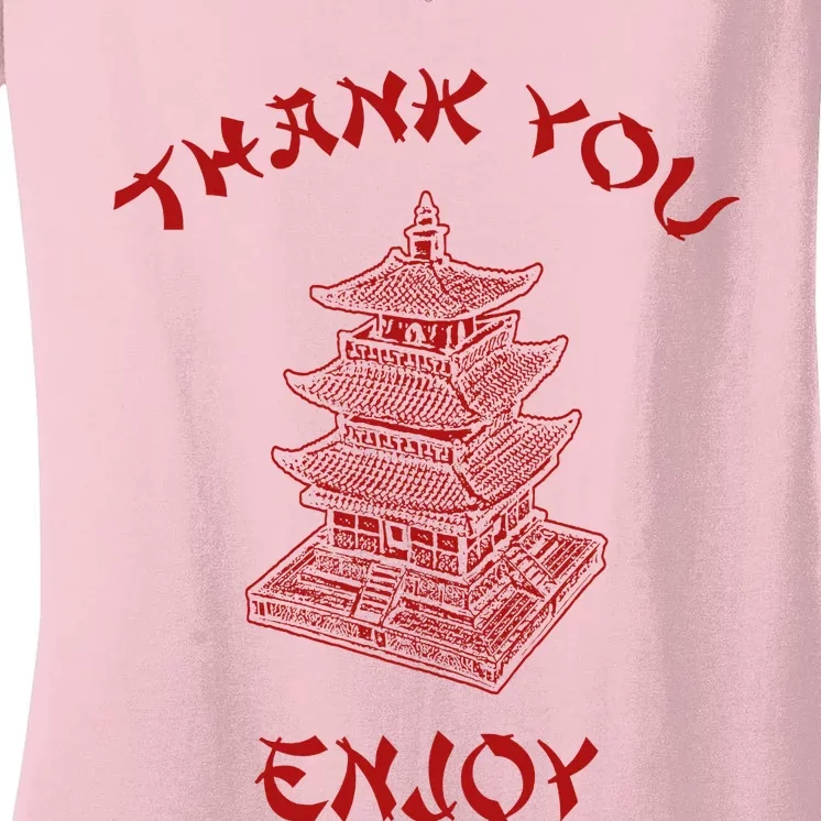 Chinese Takeout Food Thank You Box For Chef Asian Cuisine Women's V-Neck T-Shirt