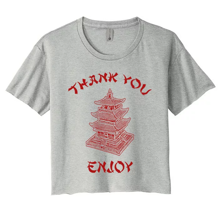 Chinese Takeout Food Thank You Box For Chef Asian Cuisine Women's Crop Top Tee