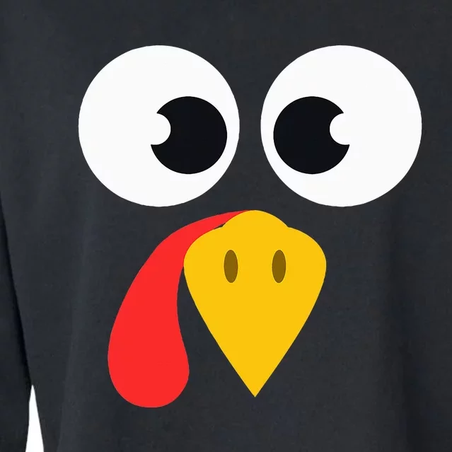 Cute Turkey Face Matching Family Costume Thanksgiving Day Cropped Pullover Crew