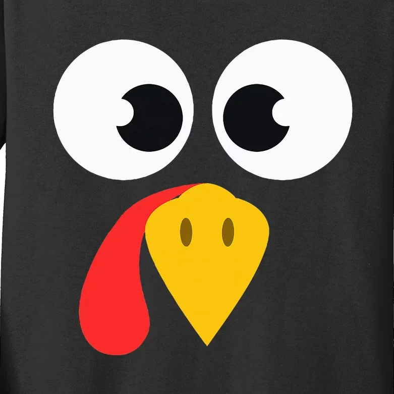 Cute Turkey Face Matching Family Costume Thanksgiving Day Kids Long Sleeve Shirt