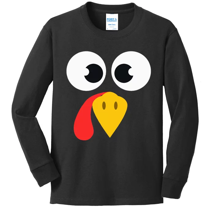 Cute Turkey Face Matching Family Costume Thanksgiving Day Kids Long Sleeve Shirt