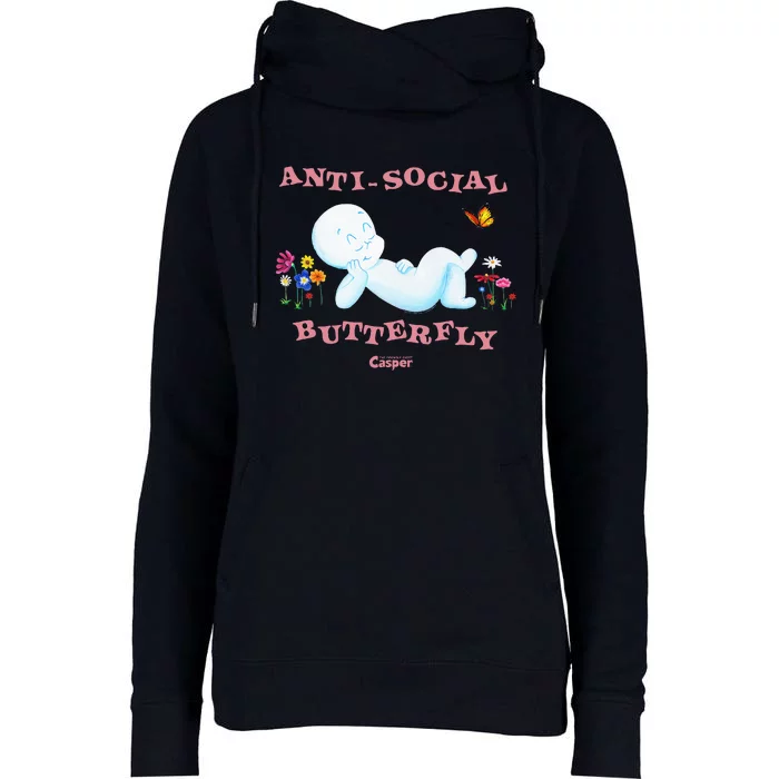 Casper the Friendly Ghost Anti-Social Butterfly Womens Funnel Neck Pullover Hood