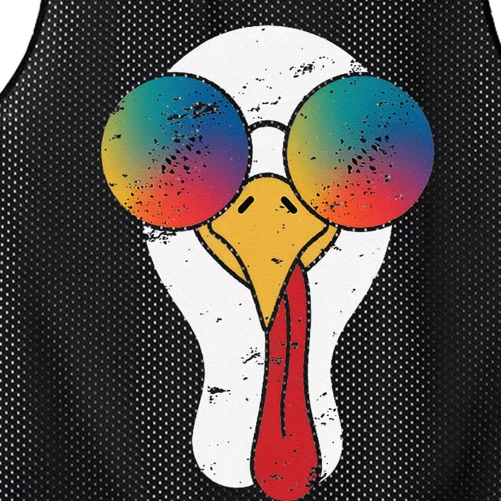 Cool Turkey Face Graphic Sunglasses Thanksgiving Mesh Reversible Basketball Jersey Tank