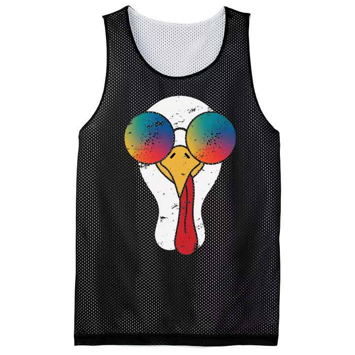 Cool Turkey Face Graphic Sunglasses Thanksgiving Mesh Reversible Basketball Jersey Tank