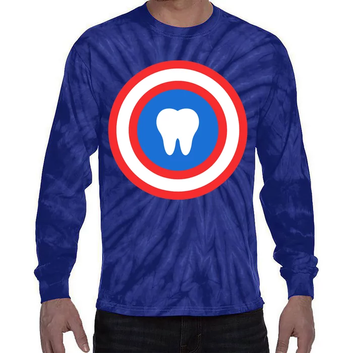 Captain Tooth Funny Dentistry Dentist Tie-Dye Long Sleeve Shirt