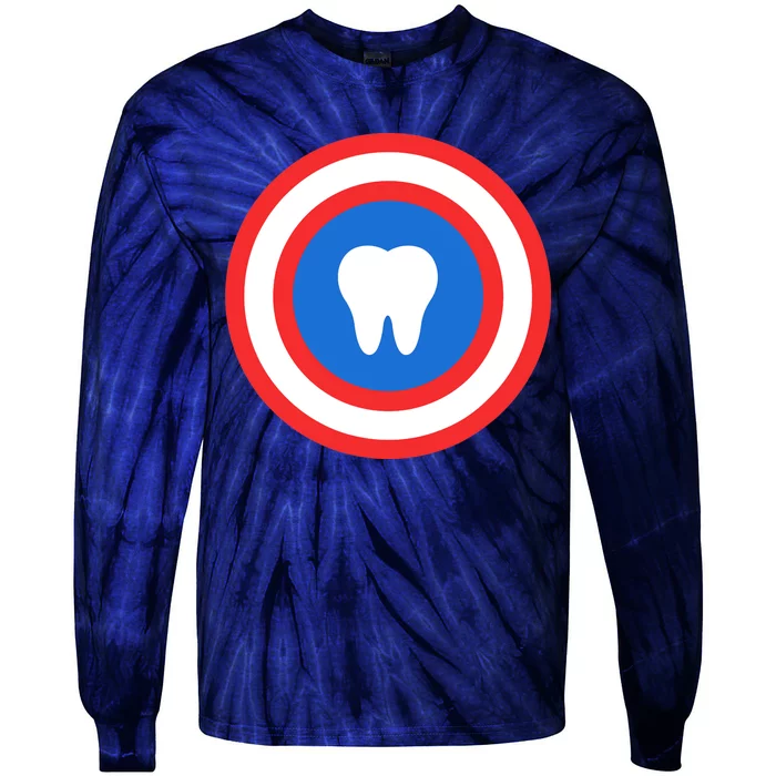 Captain Tooth Funny Dentistry Dentist Tie-Dye Long Sleeve Shirt