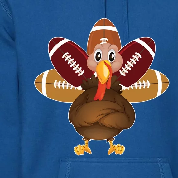 Cool Thanksgiving Football Gobble Player Turkey Meaningful Gift Premium Hoodie