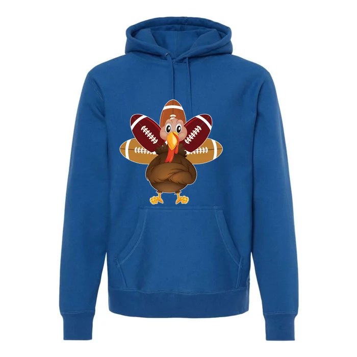 Cool Thanksgiving Football Gobble Player Turkey Meaningful Gift Premium Hoodie