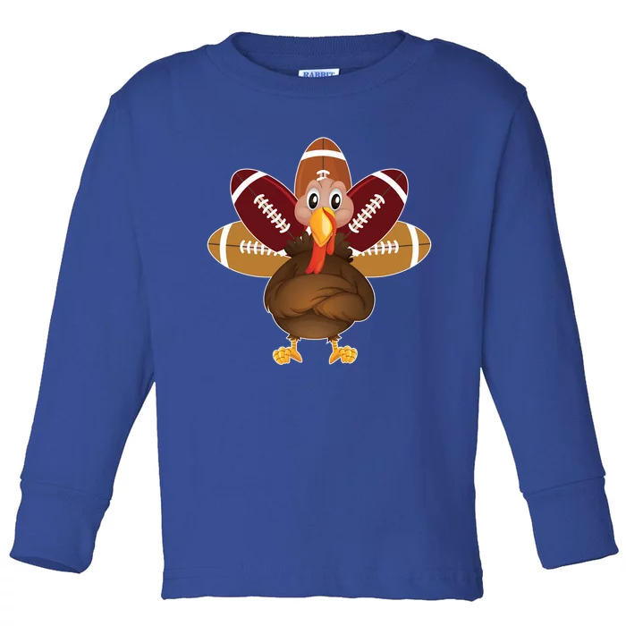 Cool Thanksgiving Football Gobble Player Turkey Meaningful Gift Toddler Long Sleeve Shirt