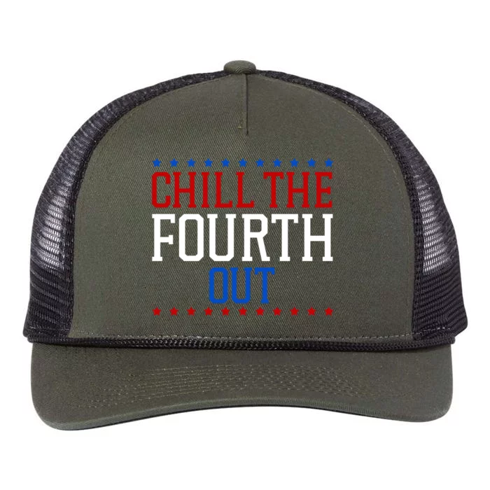 Chill The Fourth Out Funny 4th Of July Retro Rope Trucker Hat Cap