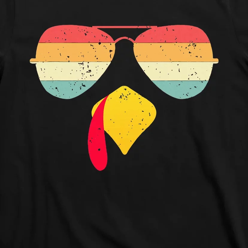 Cool Turkey Face With Sunglasses Funny Thanksgiving T-Shirt