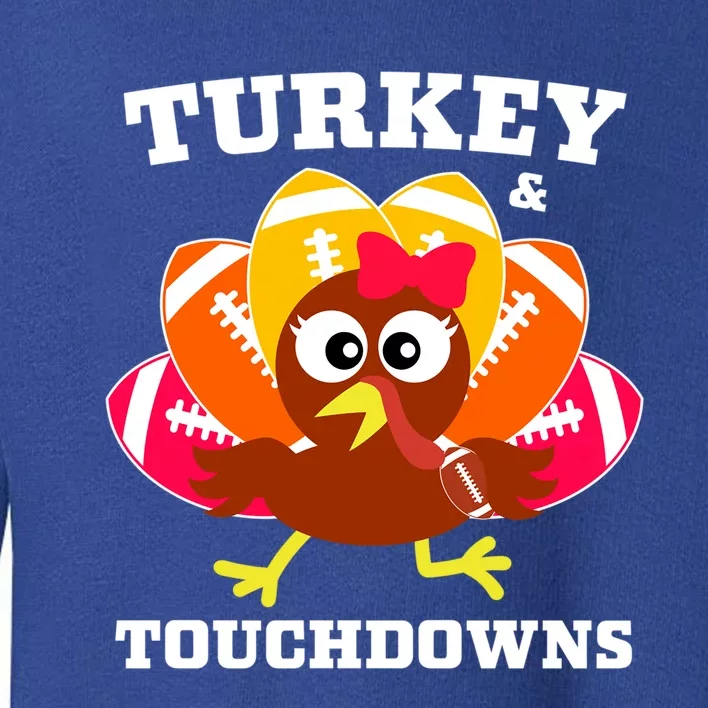 Cute Thanksgiving Football Turkey And Touchdown Gift Toddler Sweatshirt