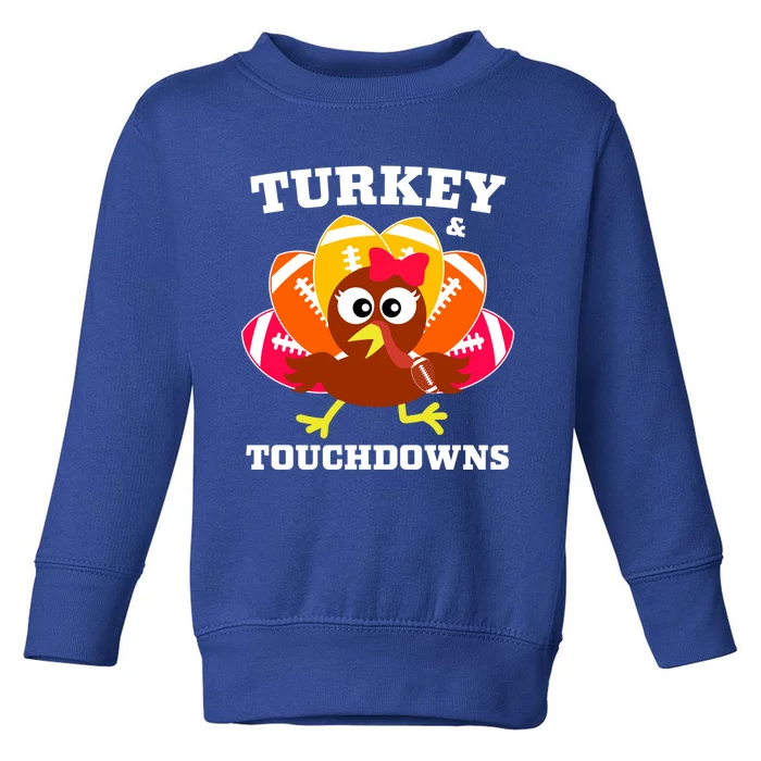 Cute Thanksgiving Football Turkey And Touchdown Gift Toddler Sweatshirt