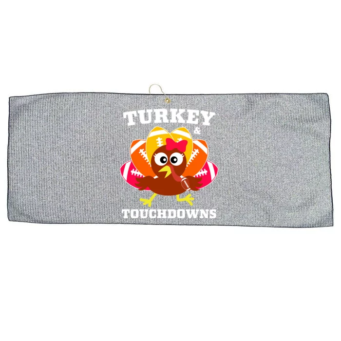 Cute Thanksgiving Football Turkey And Touchdown Gift Large Microfiber Waffle Golf Towel