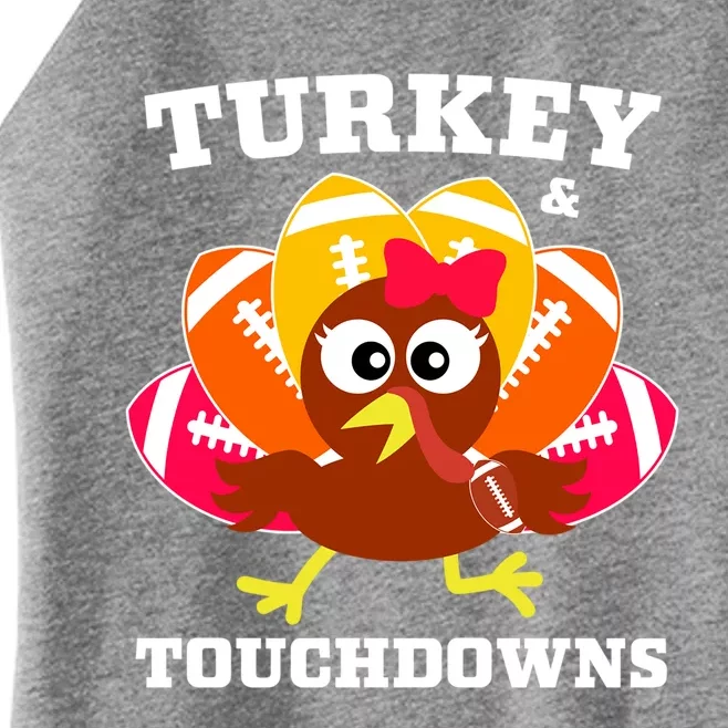 Cute Thanksgiving Football Turkey And Touchdown Gift Women’s Perfect Tri Rocker Tank