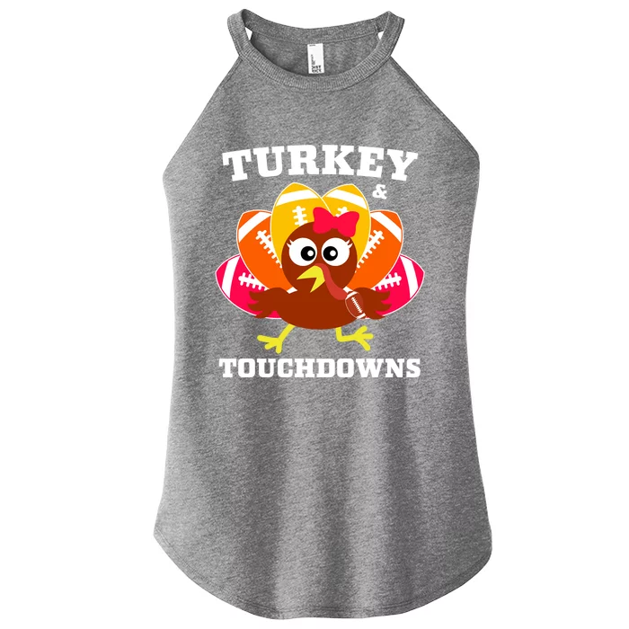 Cute Thanksgiving Football Turkey And Touchdown Gift Women’s Perfect Tri Rocker Tank