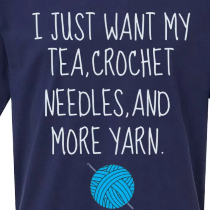 Crochet Tea Funny Grandma Mom Crocheting Yarn Lover Gift Sueded Cloud Jersey T-Shirt