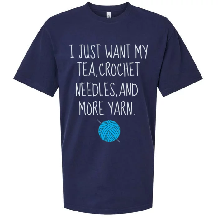 Crochet Tea Funny Grandma Mom Crocheting Yarn Lover Gift Sueded Cloud Jersey T-Shirt