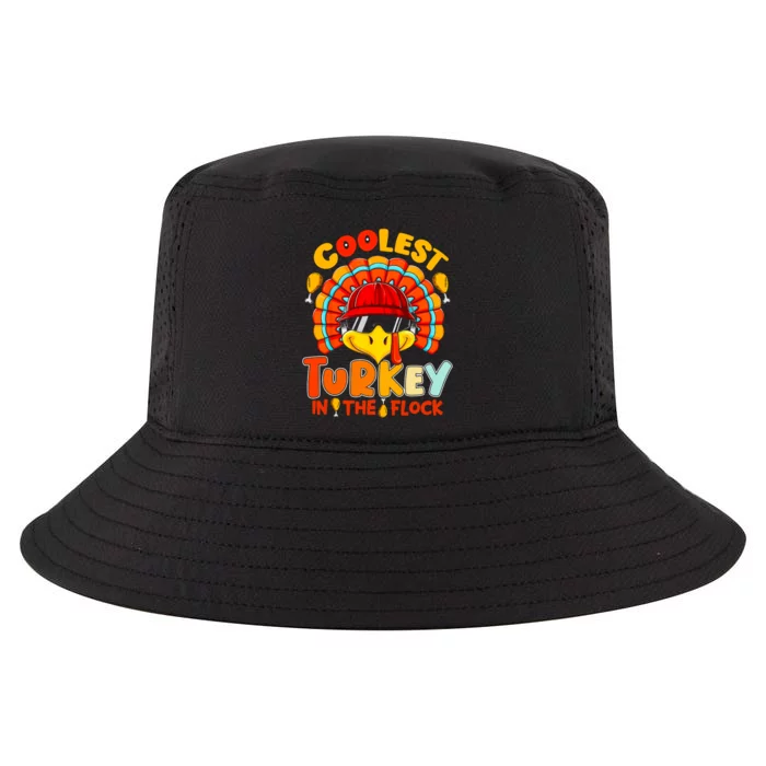 Coolest Turkey Flock Cute Thanksgiving Kids Boys Girls Gift Cool Comfort Performance Bucket Hat