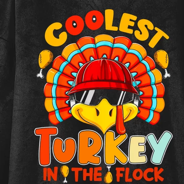 Coolest Turkey Flock Cute Thanksgiving Kids Boys Girls Gift Hooded Wearable Blanket