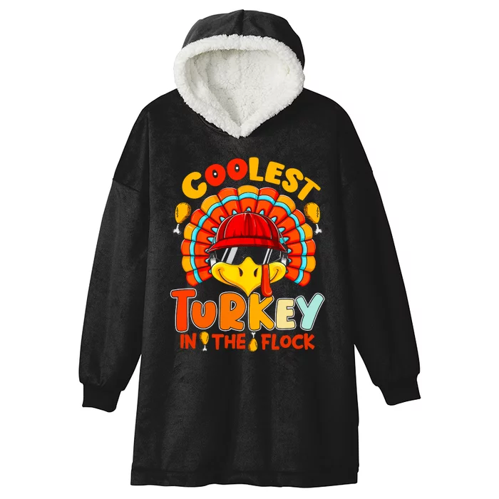 Coolest Turkey Flock Cute Thanksgiving Kids Boys Girls Gift Hooded Wearable Blanket