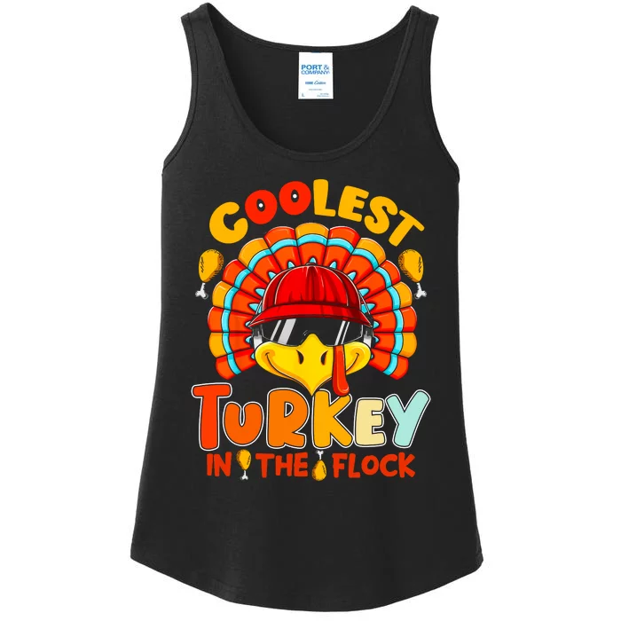 Coolest Turkey Flock Cute Thanksgiving Kids Boys Girls Gift Ladies Essential Tank