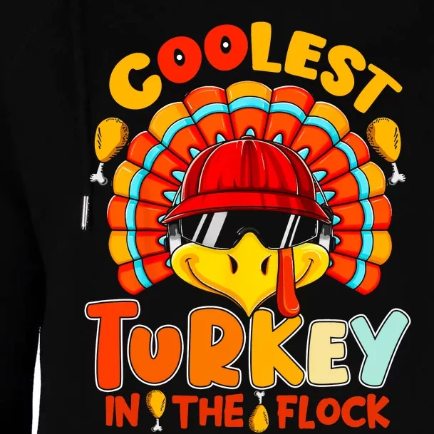 Coolest Turkey Flock Cute Thanksgiving Kids Boys Girls Gift Womens Funnel Neck Pullover Hood