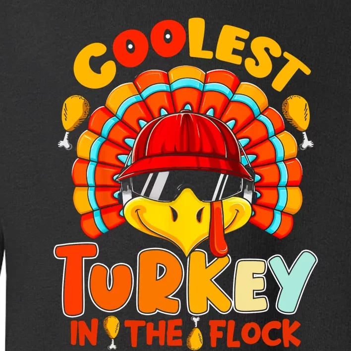 Coolest Turkey Flock Cute Thanksgiving Kids Boys Girls Gift Toddler Sweatshirt