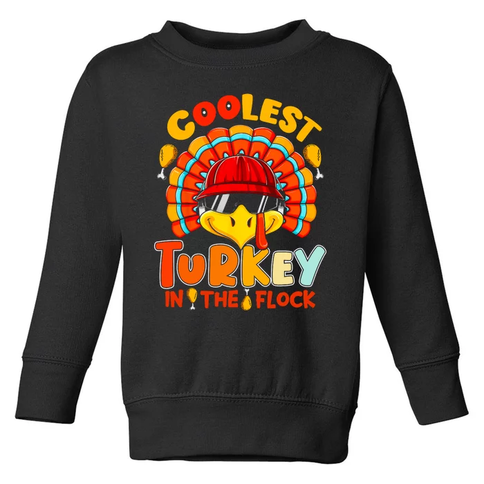 Coolest Turkey Flock Cute Thanksgiving Kids Boys Girls Gift Toddler Sweatshirt