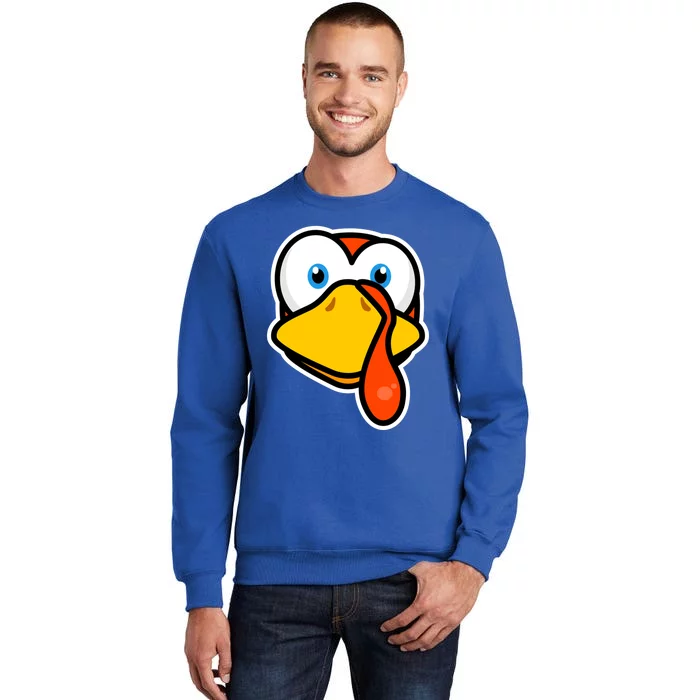 Cute Turkey Face Thanksgiving Costume Gift Tall Sweatshirt