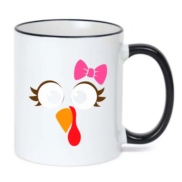 Cool Turkey Face Pink Bow For Funny Thanksgiving Black Color Changing Mug