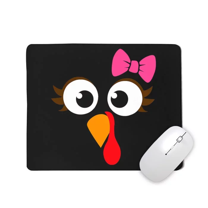 Cool Turkey Face Pink Bow For Funny Thanksgiving Mousepad