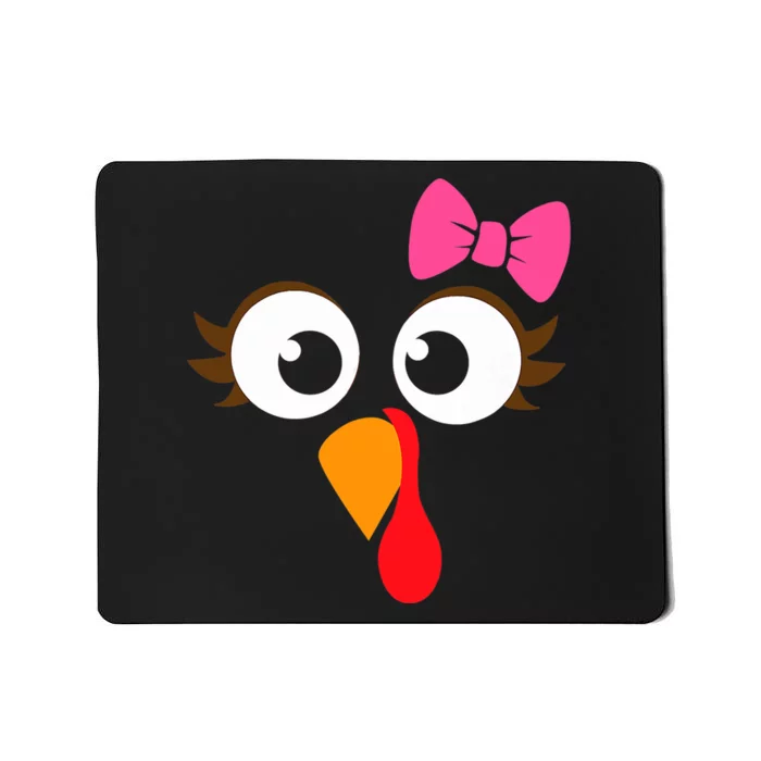 Cool Turkey Face Pink Bow For Funny Thanksgiving Mousepad