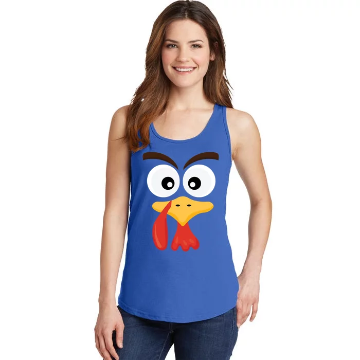 Crazy Turkey Face Funny Thanksgiving Costume Cute Gift Ladies Essential Tank