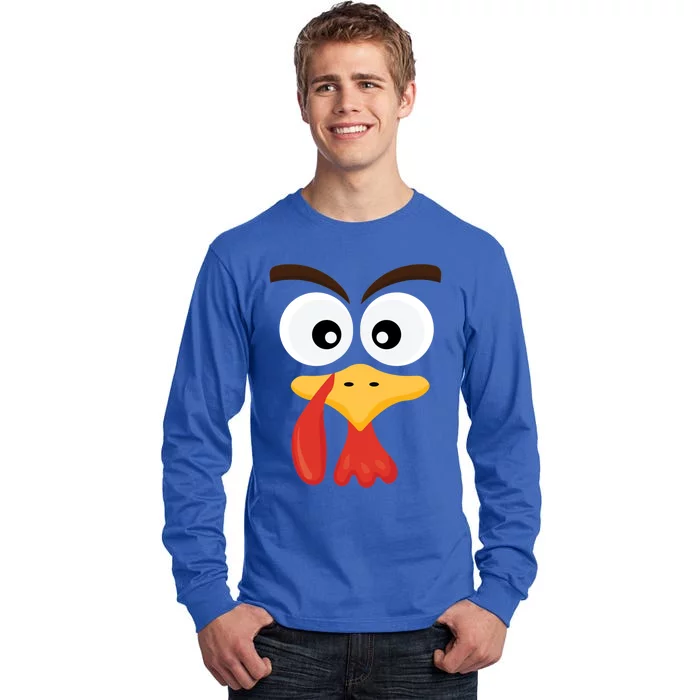 Crazy Turkey Face Funny Thanksgiving Costume Cute Gift Tall Long Sleeve T-Shirt