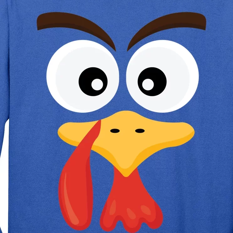 Crazy Turkey Face Funny Thanksgiving Costume Cute Gift Tall Long Sleeve T-Shirt