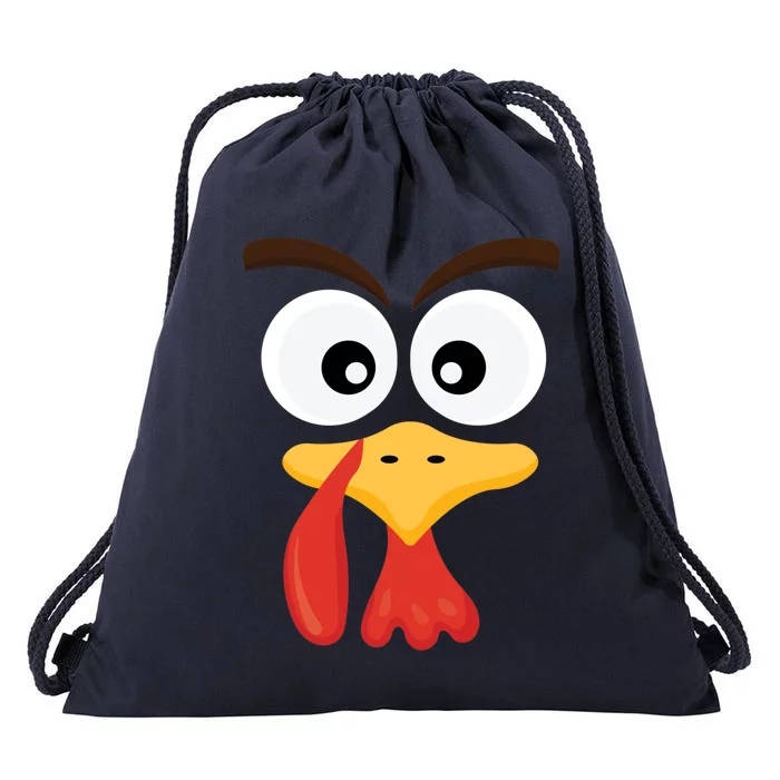 Crazy Turkey Face Funny Thanksgiving Costume Cute Gift Drawstring Bag