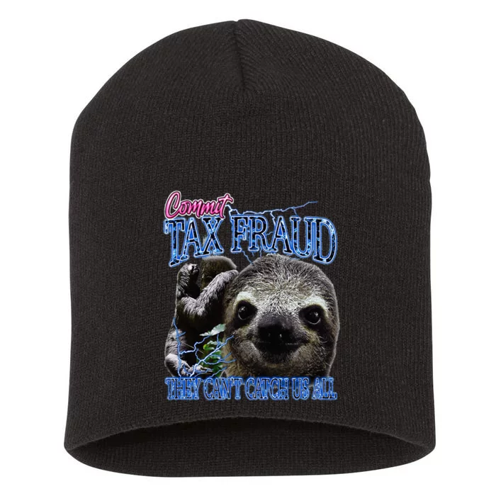 Commit Tax Fraud Retro Bootleg Rap Sloth Streetwear Short Acrylic Beanie