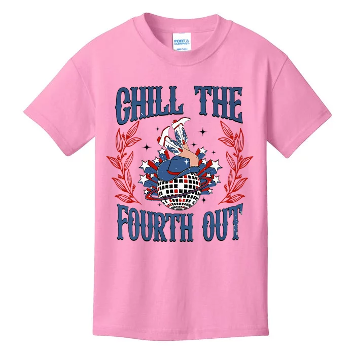 Chill The Fourth Out Vintage Cowgirl 4th Of July Kids T-Shirt