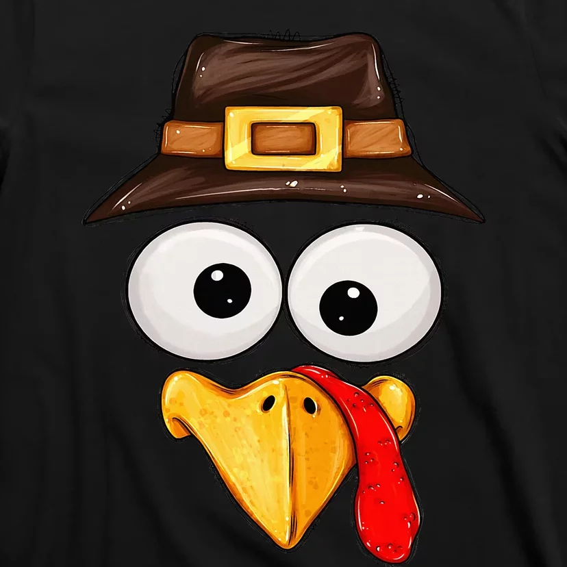 Cute Turkey Face Glasses Thanksgiving Family T-Shirt