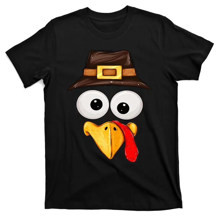 Cute Turkey Face Glasses Thanksgiving Family T-Shirt