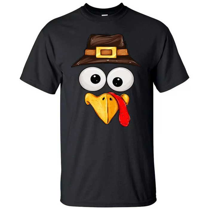 Cute Turkey Face Glasses Thanksgiving Family Tall T-Shirt