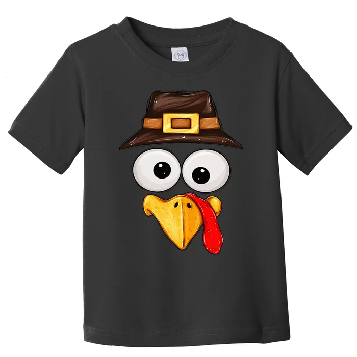 Cute Turkey Face Glasses Thanksgiving Family Toddler T-Shirt