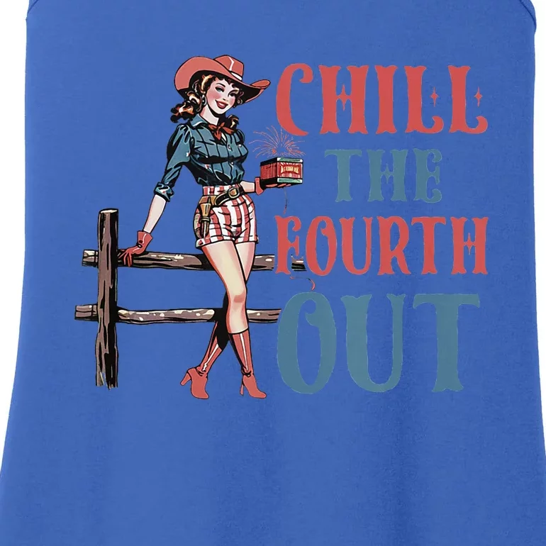 Chill The Fourth Out Cowgirl 4th Of July Ladies Essential Tank