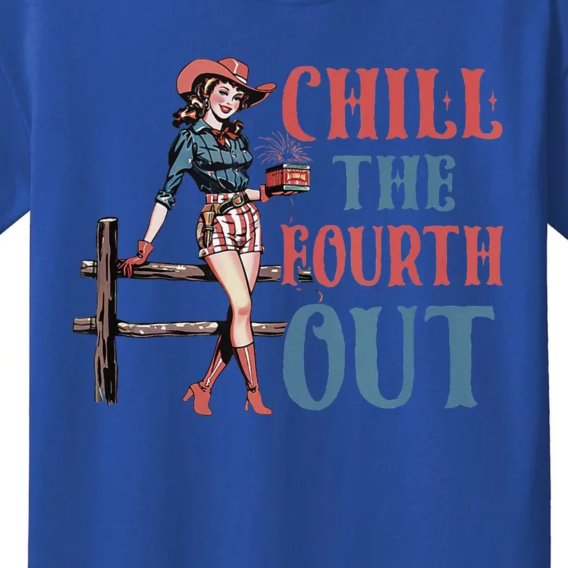 Chill The Fourth Out Cowgirl 4th Of July Kids T-Shirt