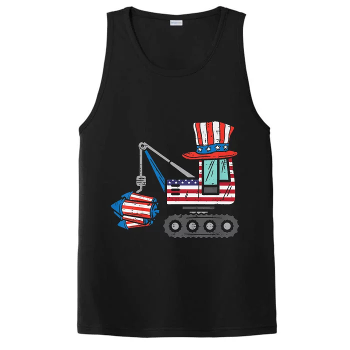 Crane Truck Firecrackers 4th Of July Baby Performance Tank