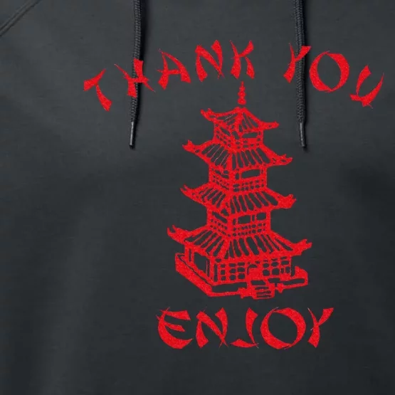 Chinese Takeaway Food Thank You Enjoy Performance Fleece Hoodie