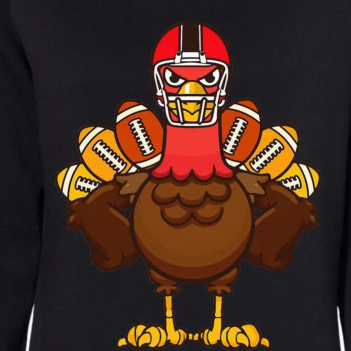 Cool Thanksgiving Football Gobble Player Turkey Womens California Wash Sweatshirt