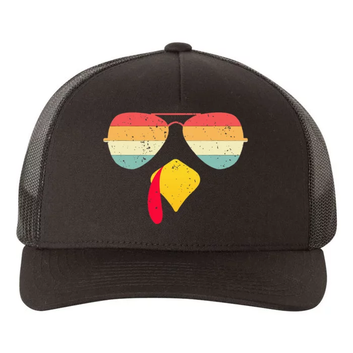 Cool Turkey Face With Sunglasses Funny Thanksgiving Yupoong Adult 5-Panel Trucker Hat